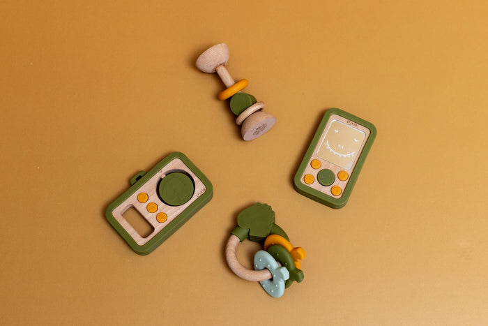 Wooden Silicone Baby Camera - Mr. Dino